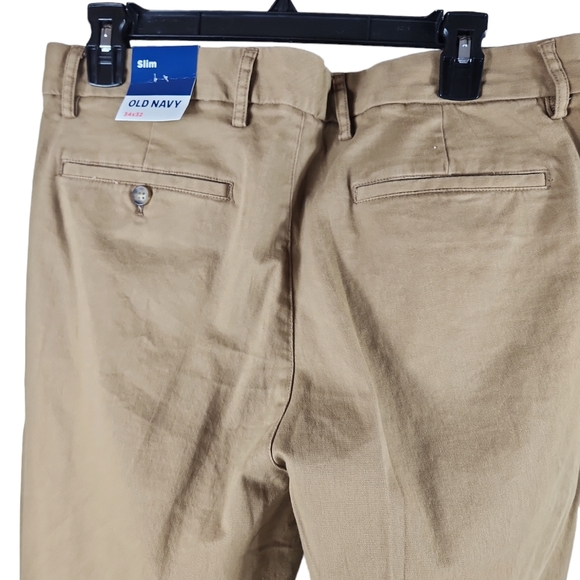NWT, Old Navy, 0349, Men's tan, slim pants, belt loops, pockets, Sz 34×32 - Picture 6 of 9